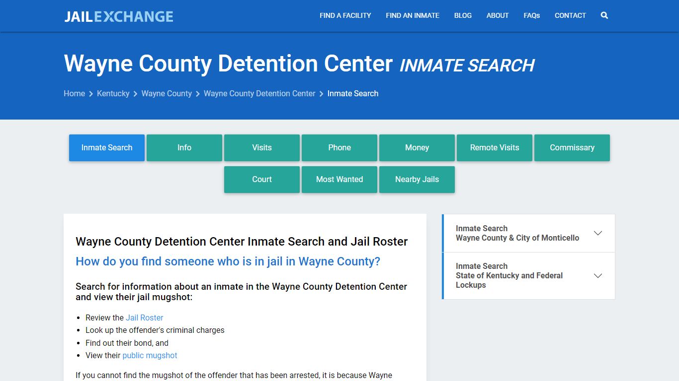 Wayne County Detention Center Inmate Search - Jail Exchange