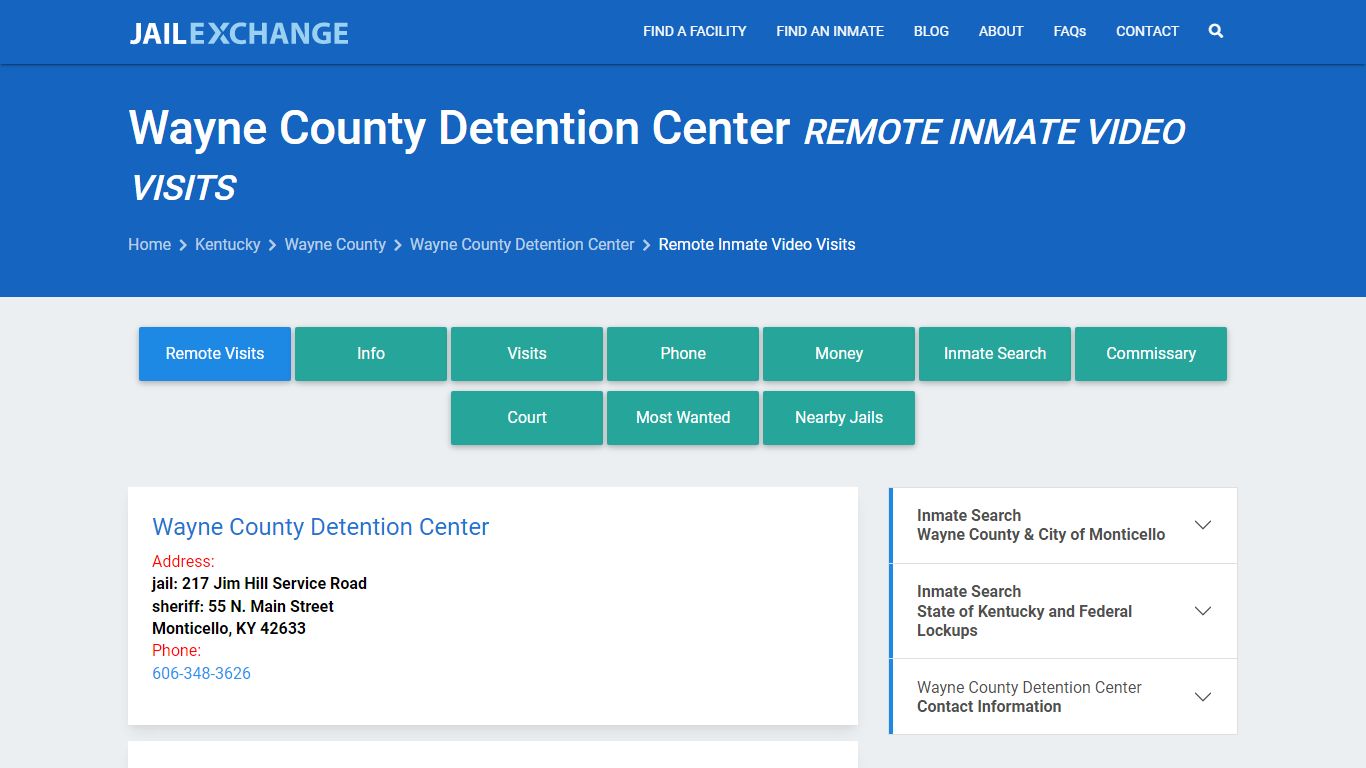 Video Visitation - Wayne County Detention Center, KY - Jail Exchange